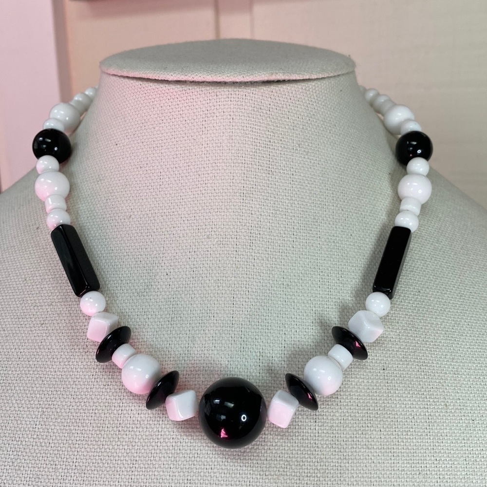 Black and white beaded necklace